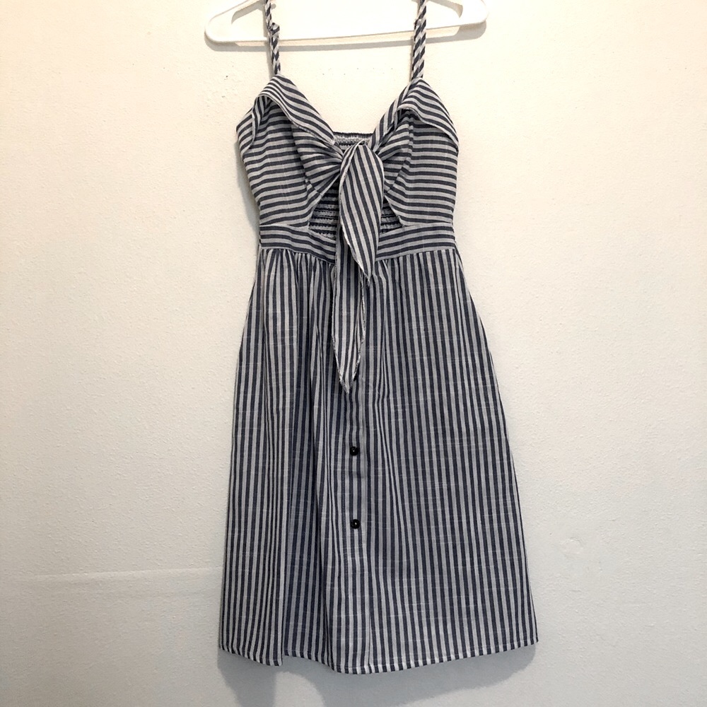Cut Out Knot Front Striped Dress